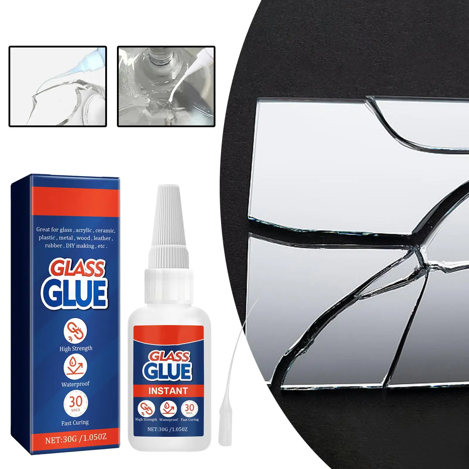 Glass Repair Glue Lightweight Waterproof Multifunctional Portable Quick Drying for Handicrafts Jade Wood Polyethylene Metal