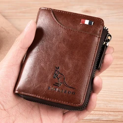 Luxury Designer Leather Men's Wallet RFID Zipper Card Holder Wallets for Men Portable Short Male Wallets Handbag