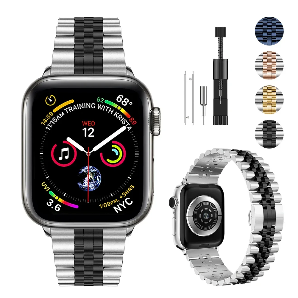 Edelstahl-Armband für Apple Watch Ultra 3 49mm 11 10 46mm 42mm Metall-Schmetterlingsverschluss Band iWatch 9 8 7 6 5 SE 45mm 44mm Gurt