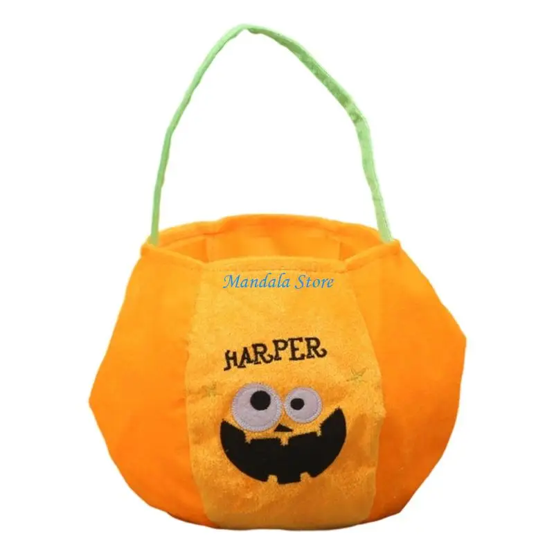 

U2JC Oversized Velvets Candy Holder with Handle Seasonal Party Pumpkin Themed Storage Solution For Holiday Occasions