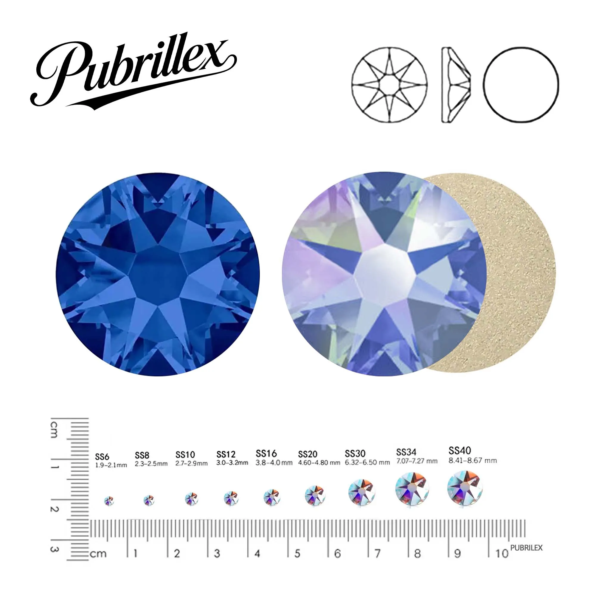 

Pubrilex Crystal Capri Blue and Capri Blue AB XIRIUS NON Hotfix Stones Flatback Sew on Rhinestones Garment Clothes Bags