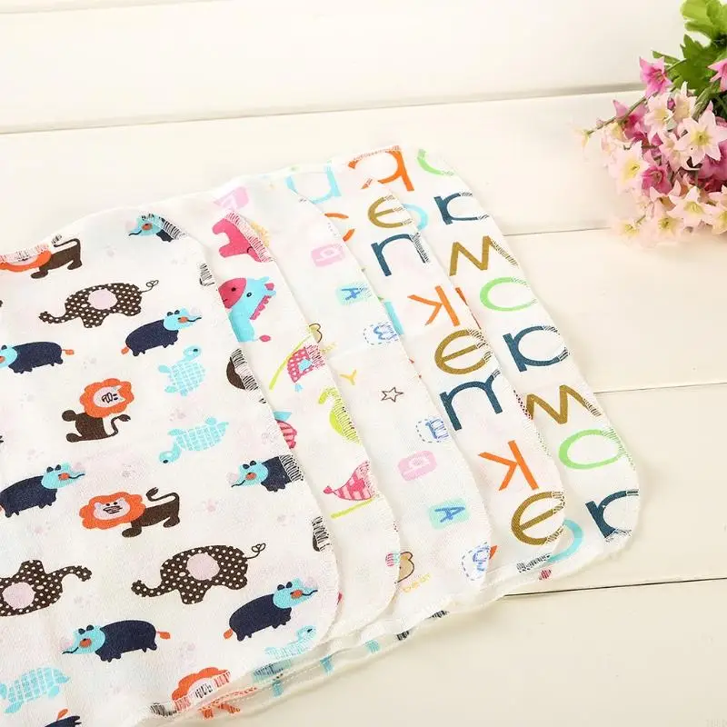 

T8UD 6Pcs Baby Cartoon Towels Handkerchief Baby Towel Bib Bathing Feeding Face