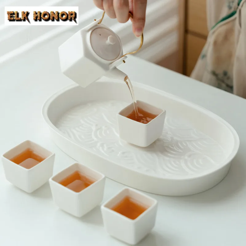 2pc/lot Boutique Plain White Porcelain Tea Cup Square Single Master Cup Men's And Women's Meditation Cup Tea Bowl Drinkware 50ml