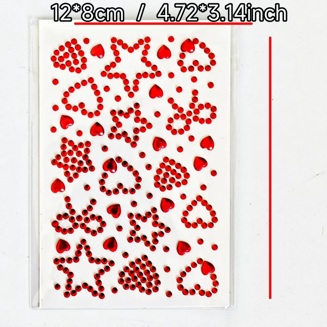 6 Pieces of Colorful Heart-Shaped Rhinestone Stickers, Suitable for Manual Application with Adhesive Backing, Five-Pointed Star Rhinestone Stickers, Face Stickers, Decoration, and Stationery Embellishment