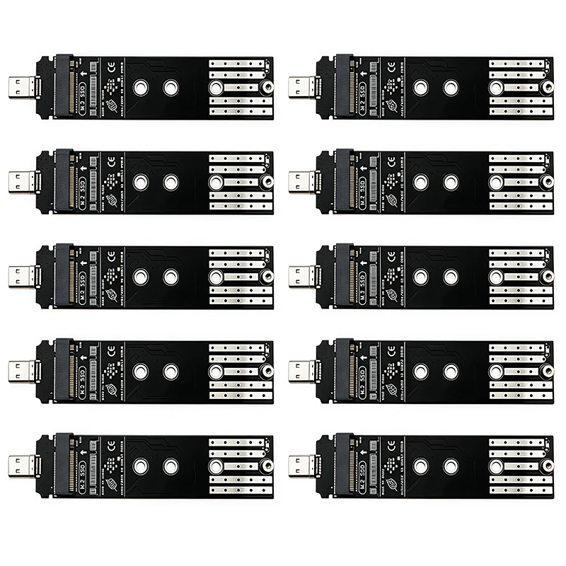 10PCS M.2 to Type C Adapter USB3.2 Gen2 10Gbps NVMe SATA Dual Protocol M2 SSD Reader Board for 2230 2242 2260 2280 M/B+M Key SSD