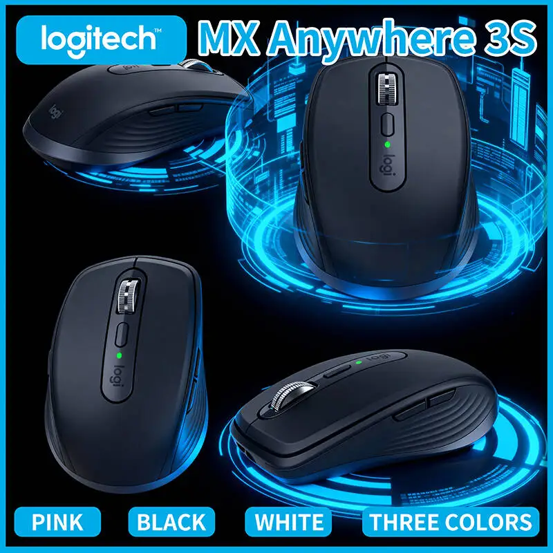 

Original Logitech MX Anywhere 3S Wireless Mouse, Darkfield Sensor Works on Glass, Silent, USB-C Charge