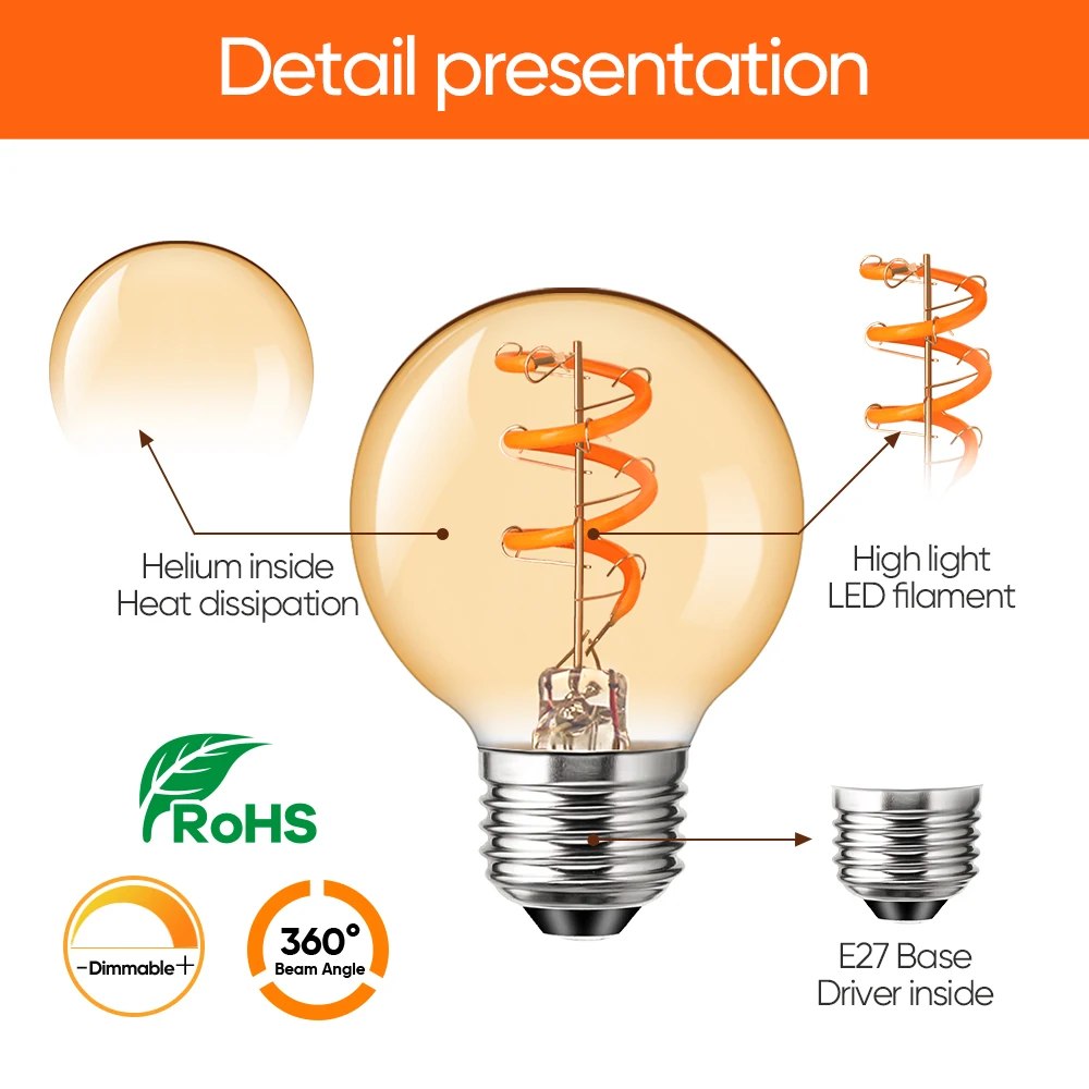 Dekoracja w stylu Vintage żarówka E27 E26 E12 E14 110V 220V 2200K LED z możliwością przyciemniania żarówka Edison żyrandol zastępuje Vintage żarówka