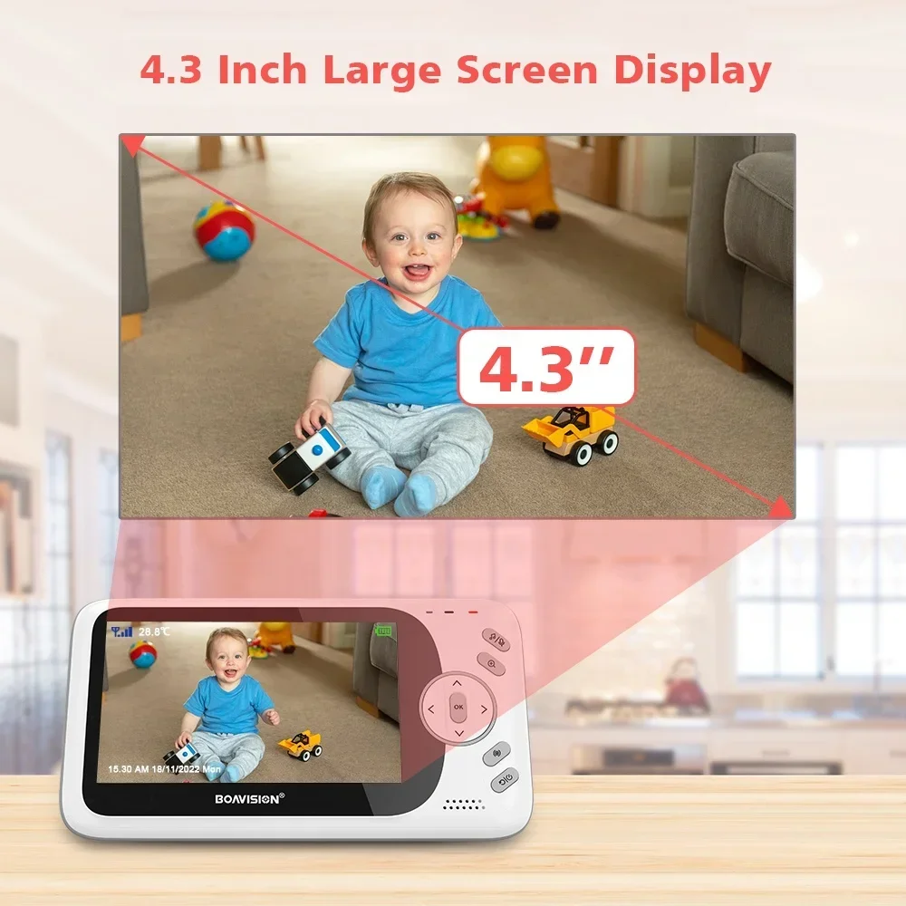 4.3 Inch Video Baby Monitors With Pan Tilt Camera 2.4G Wireless Two Way Audio Night Vision Security Camera Babysitter VB801