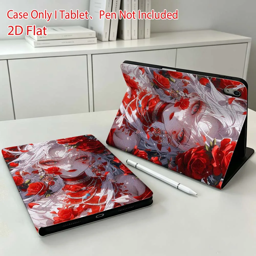 Anime Red Girl Soft For Apple iPad Pro Mini A16 A17 A14 4 5 6 7 6th 12th 9Gen 12.9 11 13 M4 inch Tablet Case