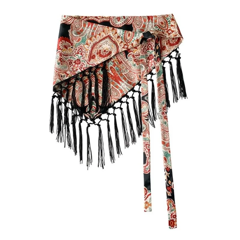 Novo Cinto Triangular com Franjas e Bordados Exquisitos, Lenço Decorativo Boho para Cintura, Lenço de Franjas para Primavera e Verão