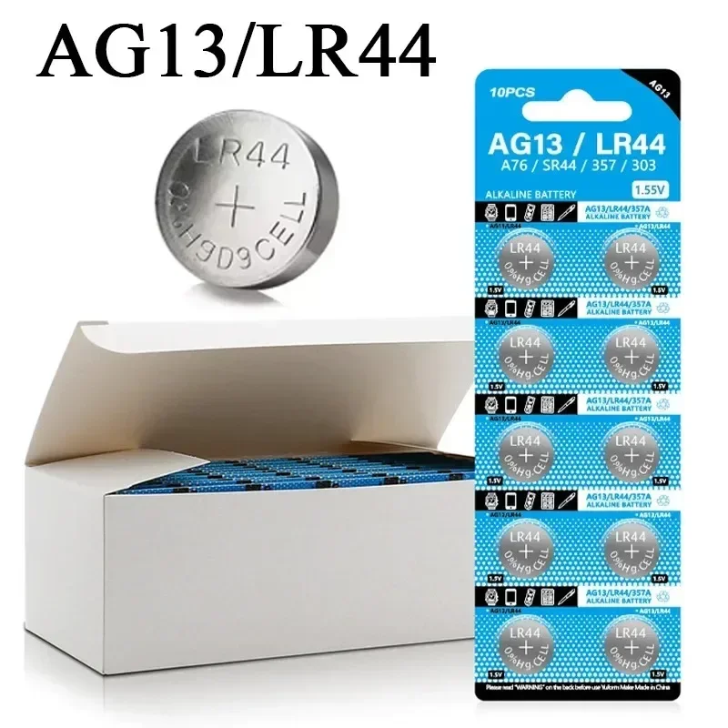 10-100PCS AG13 LR44 A76 1.55V Button Batteries for Watch Toys Remote L1154 SP76 SR44 LR1154 357 303 Cell Coin Alkaline Battery