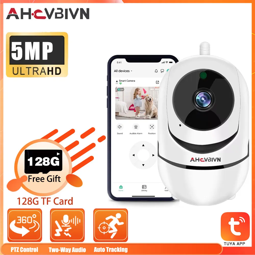 

TUYA Smart Life Home Mini Baby Monitor Two-Way Audio Monitor With 5MP Ultra HD Two Way Talk CCTV WiFi PT Camera 360° PTZ Control