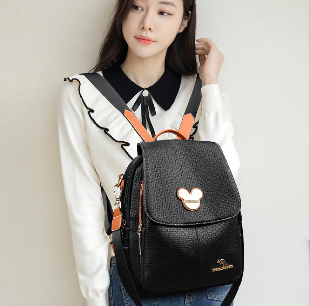 Hot Sale Korean Women's Large Capacity Travel Backpack Fashion Casual Shoulder Bags High Quality Leather Backpacks School Bag