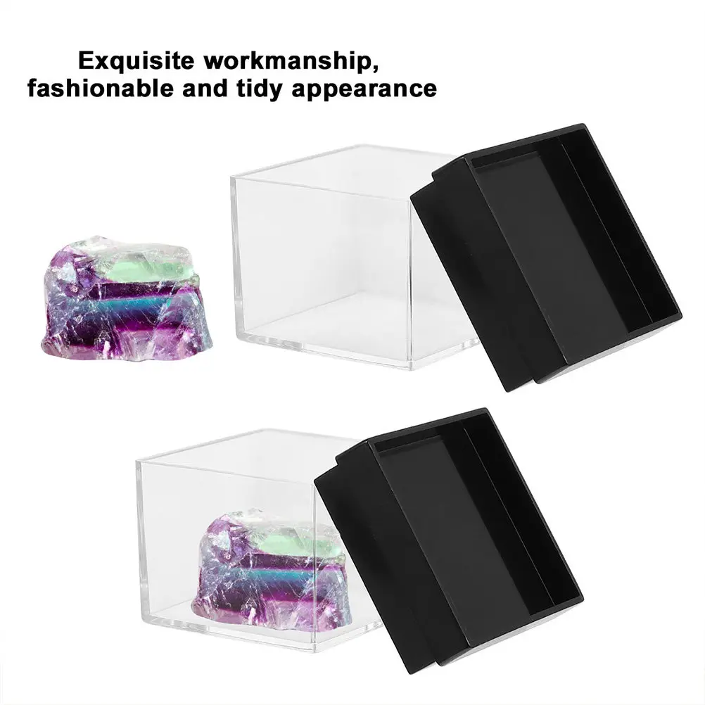 6Pcs Transparent Specimen Box Clear Display Box for Minerals Insects Flowers Premium Plastic Storage Case Desktop Organizer