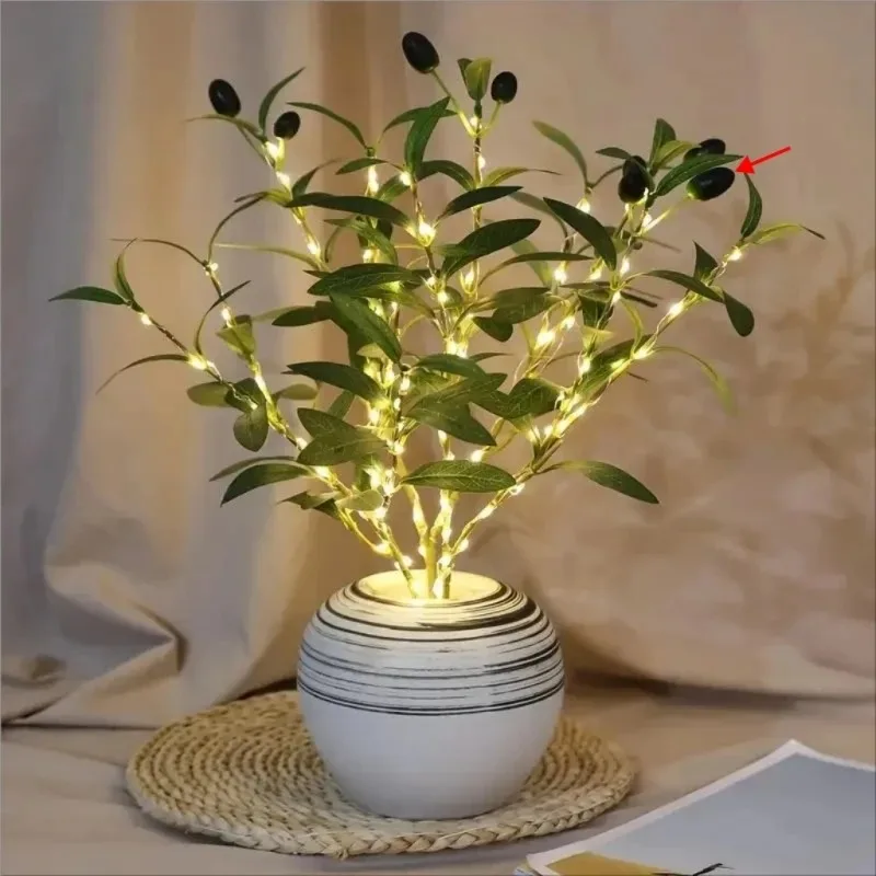 

1/3/5PCS Artificial Olive Branch LED Lights,DIY Cafe, Home, Office, Restaurant,Counter Night Light,Battery Powered Strip Light