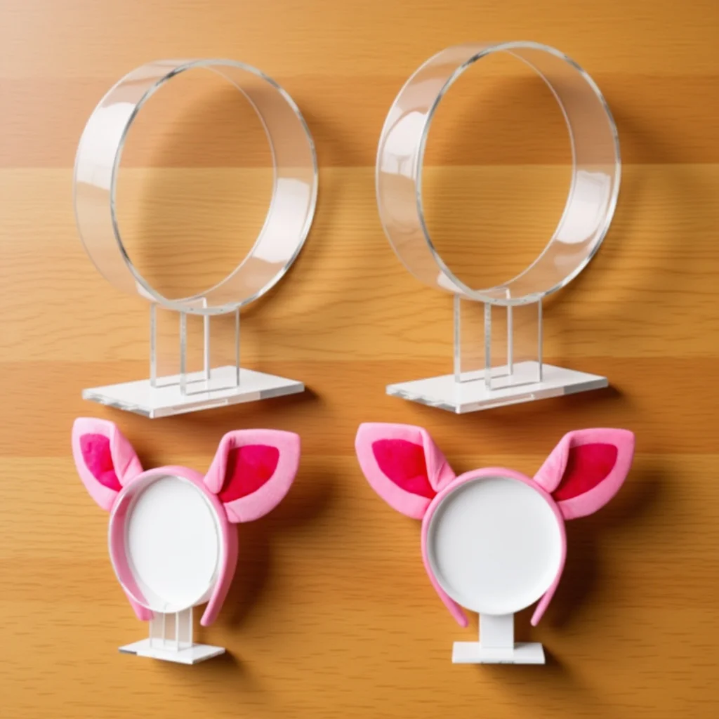 

Acrylic Hair Hoops Holder 2Pcs Headband Display Stand for Women Jewelry Organizer Accessory Storage Rack Countertop Decor