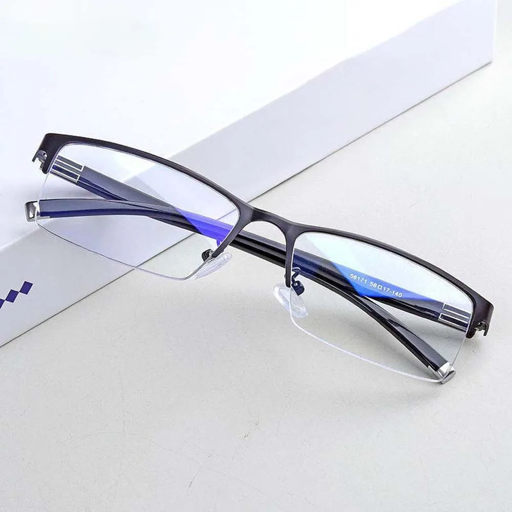 Transparent Anti Blu-ray Glasses Alloy HD Half-frame Business Myopia Glasses Waterproof Plastic Men Reading Eyewear Watch Movie