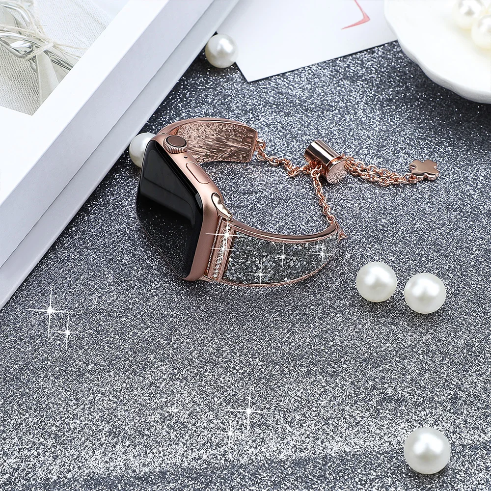 Metal Strap for Apple Watch Band 45mm 41mm 44mm 40mm 42mm 38mm Women Luxury Link Bracelet Wristband for iWatch Series 8765432SE