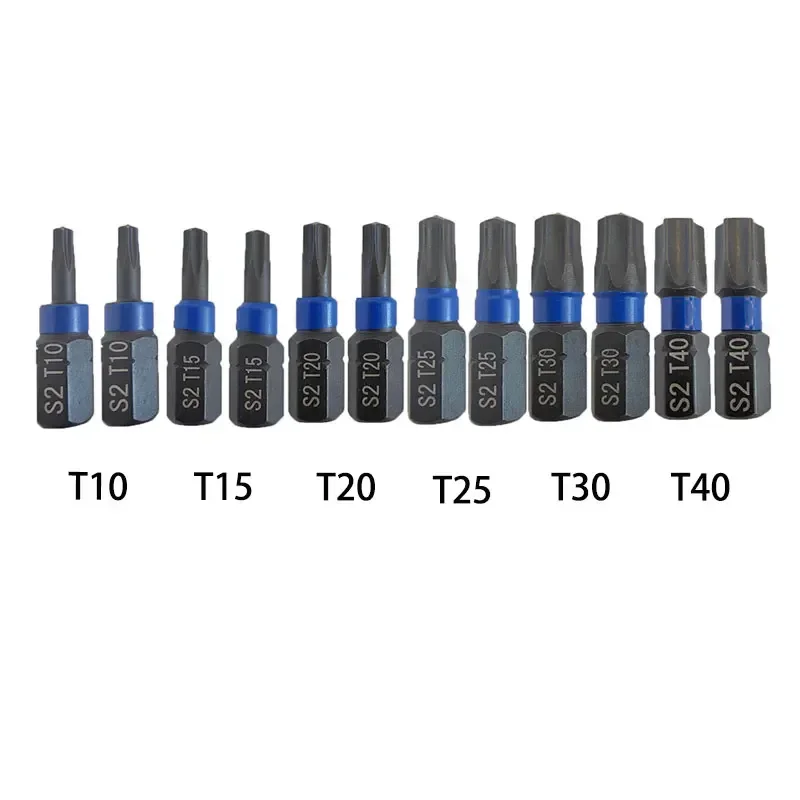 Imagem -06 - Torx Chave de Fenda Bit T20 25 mm Magnético Inviolável Resistente T10-t40 Sólido Estrela Chave Broca Conjunto Hex Haste Novo 12 Peças