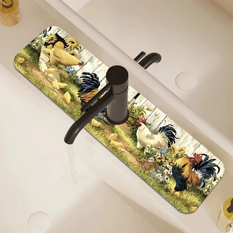 Chinesischen Pastoralen Stil Hahn Wasserhahn Matte Waschbecken Splash Pad Küche Saugfähigen Matte Tisch Matte Badezimmer Waschbecken Wasserdichte Matte