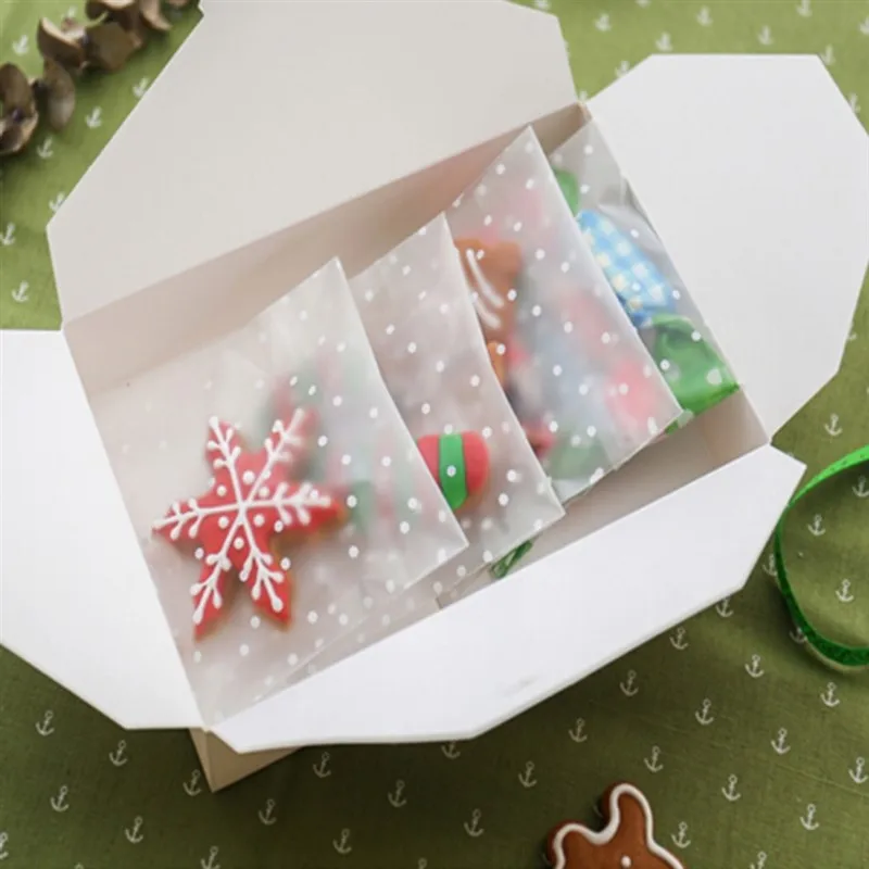 100PCS Transparent Dot Plastic Gift Bags Self Adhesive Candy Cookie Packaging Bag DIY Wedding Party Decor Festival Favor Pouches
