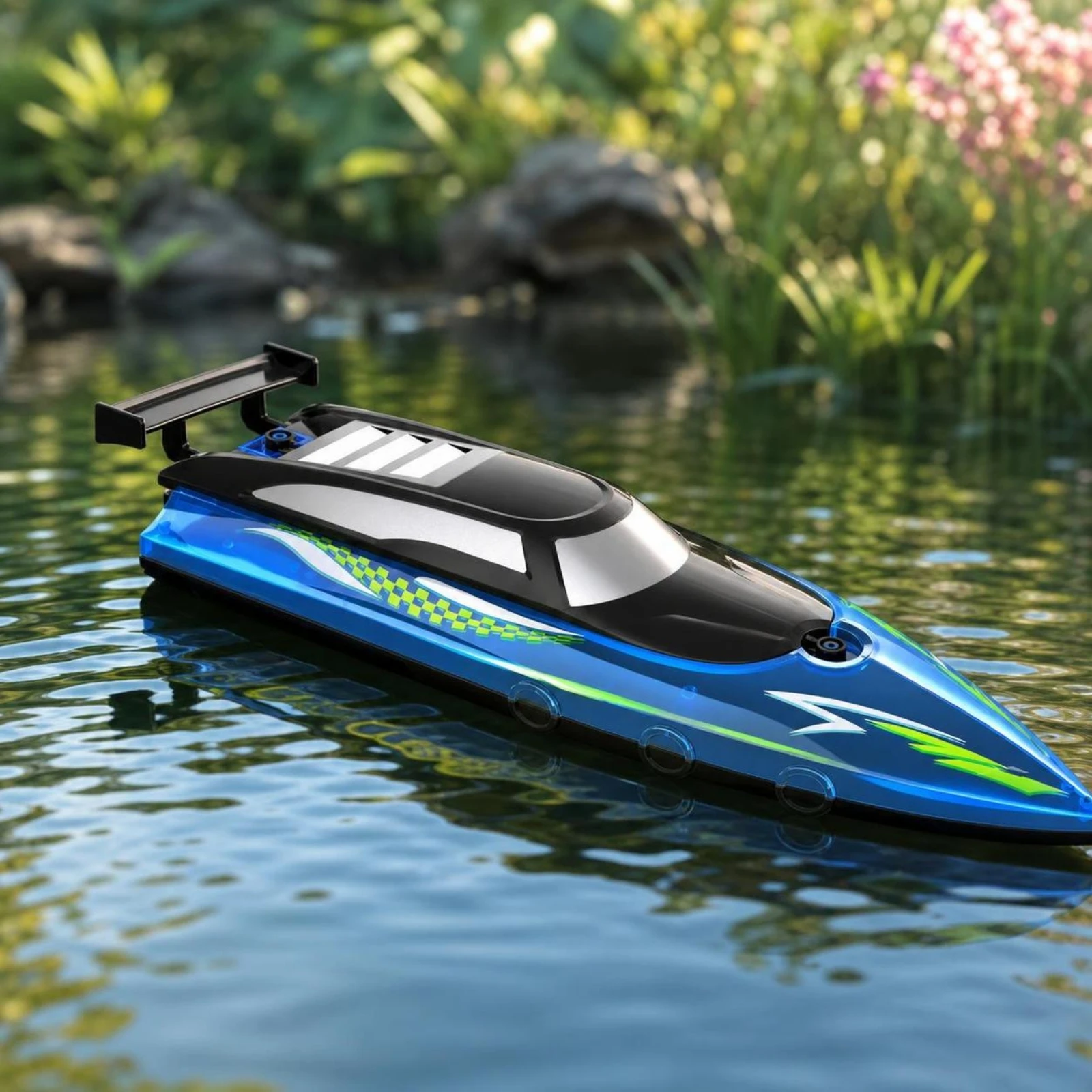 Wireless Control Boat with Dual Motors Fast Wireless Control Speed Boat Sporty Sealed for Children, Pool, Lake
