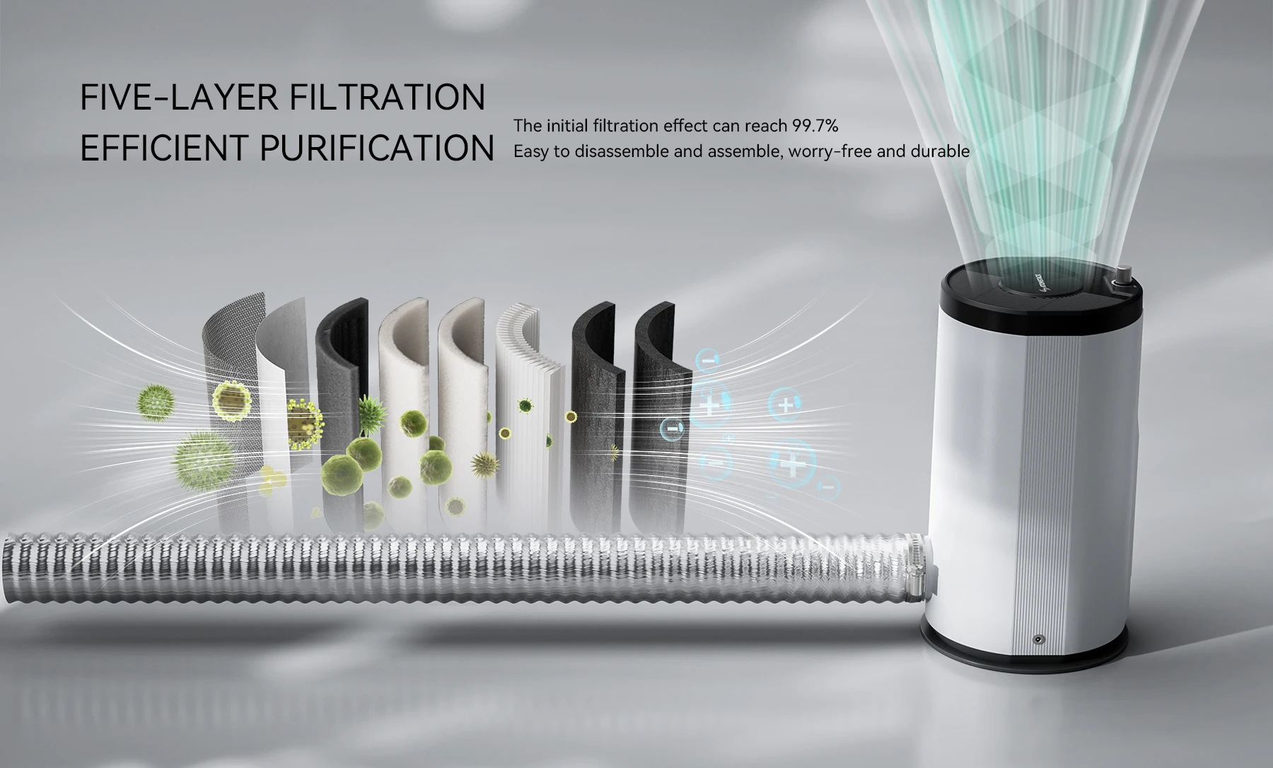 ATOMSTACK D3 الليزر حفارة لتنقية الهواء فلتر الدخان آلة استخلاص الدخان فلتر الكربون HEPA لإزالة رائحة الغبار القاطع بالليزر