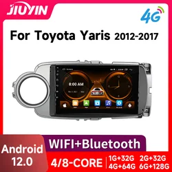 JIUYIN Car Radio Multimedia Player For Toyota Yaris 2012 2013 2014 2015 2016 2017 Android 12 Auto Wireless Carplay DSP 48EQ 2Din