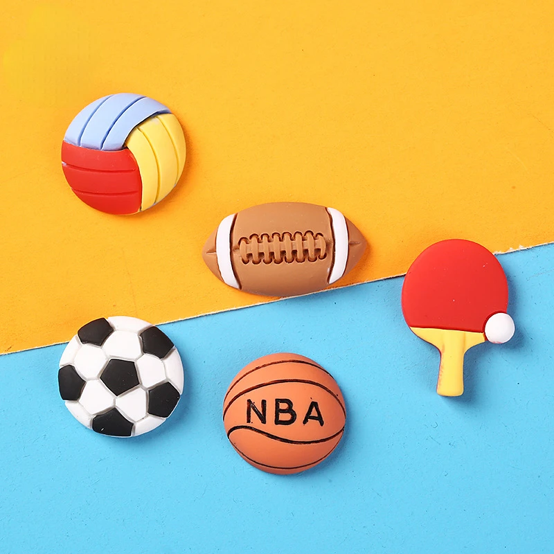 10pcs Kawaii Cartoon Resin Mini Football Basketball DIY Miniature Scrapbooking Embellishment Charm Flatback Cabochon Accessories