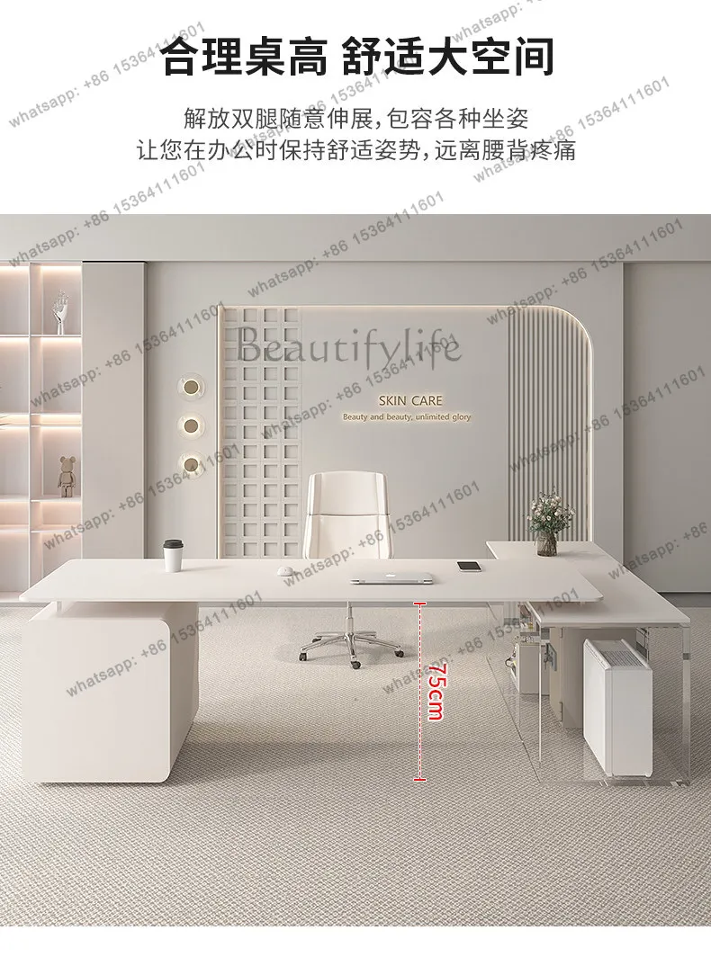 Slate desk simple modern manager large class light luxury high sense office boss table and chair