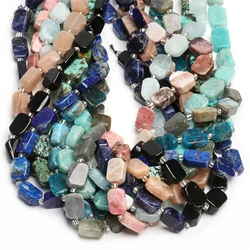 8x12mm Natural Pink Quartz Amethyst Aquamarine Jade Stone Beads DIY Handmade Charms Jewelry Rectangle Bracelet Spacer Bead 7.5in