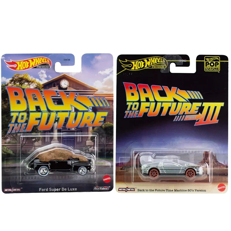 Original Hot Wheels Premium Car Pop Culture torna ai giocattoli del futuro per i ragazzi 1/64 Diecast Time Machine Ford Super De Luxe Gift