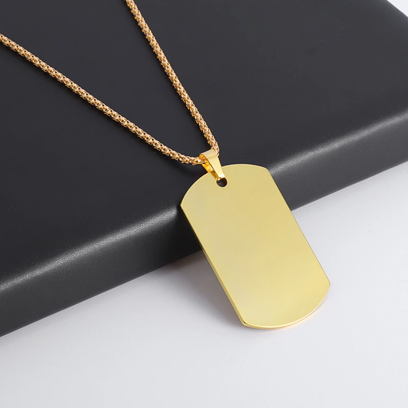 Hot Sale Pendant Smooth Plate Tag Men Retro Necklace Jewelry