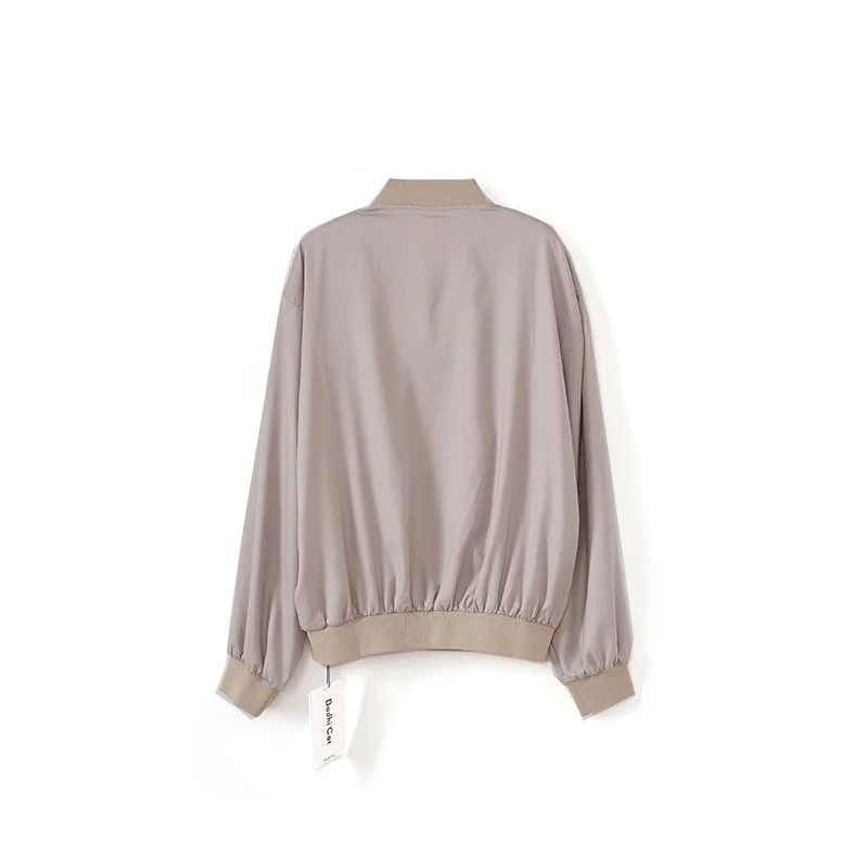 Bodhl Street Sle Loose Casual Jaet Women's Patchwork Color Blo College Wind Baseball Coat Autumn New Arrival