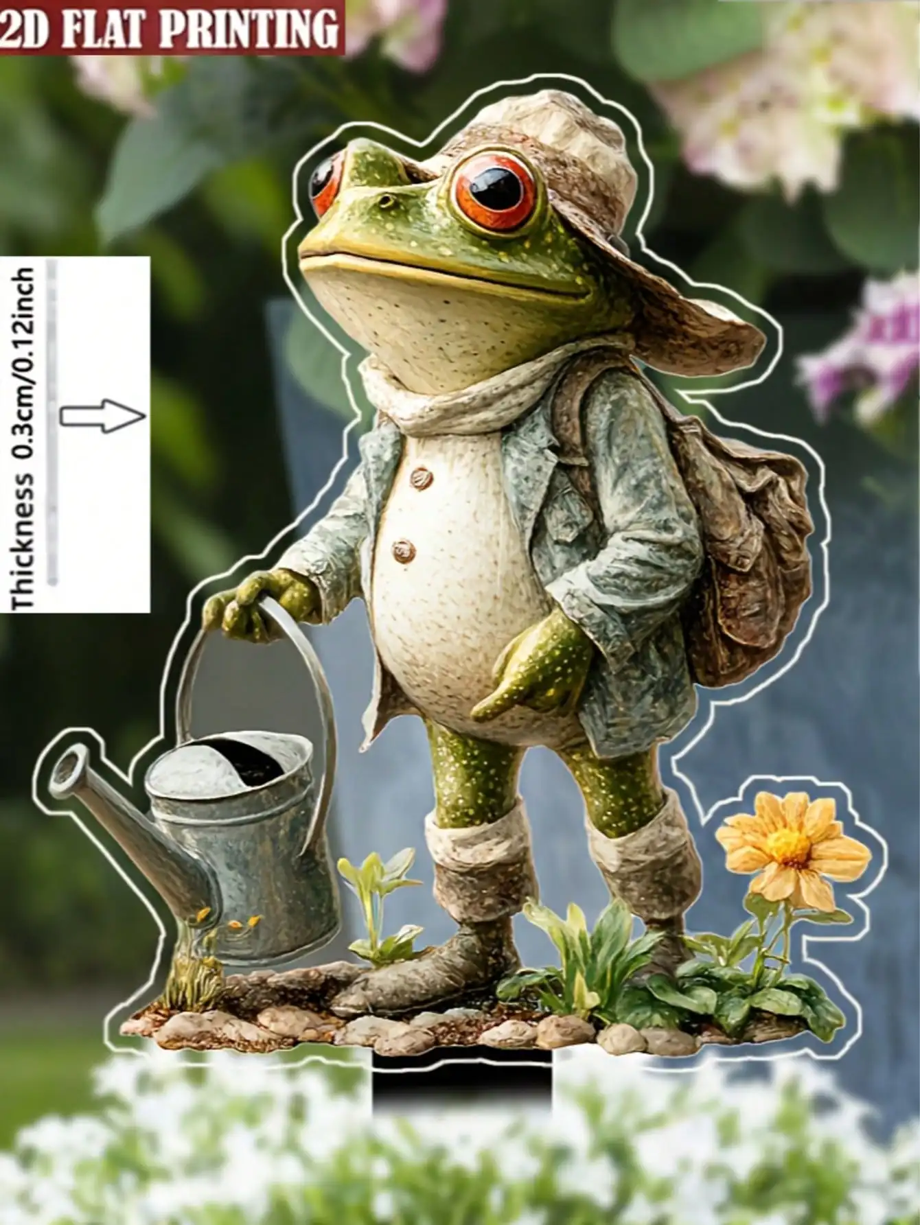 1PCS Frog Creative Garden Decorative Pile Weather Resistant Outdoor Decoration Suitable for Flower Bed Decora and Lawn Decora