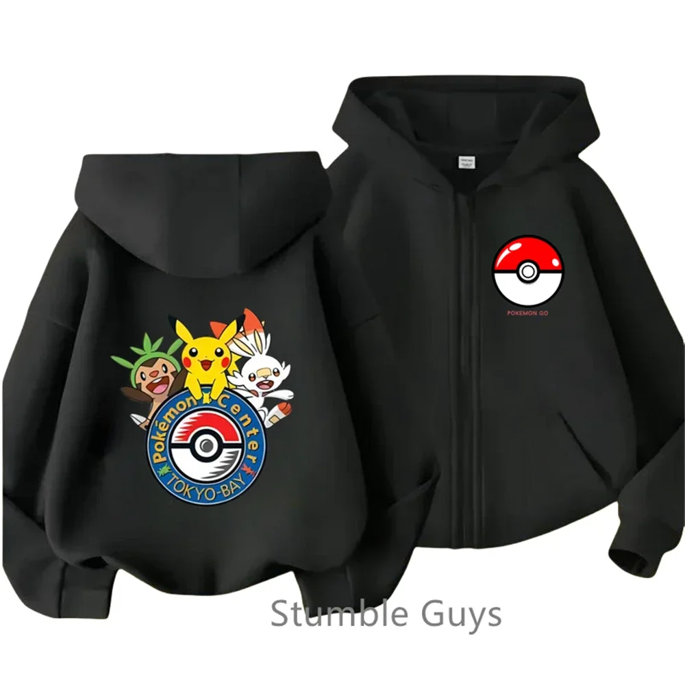 Kawaii Pokemoned bluza z kapturem na zamek 2-13 lat bluza dziecięca z długim rękawem dzieci chłopcy ubrania dziewczyny nastolatki Sonic kombinezon z kapturem