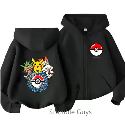 Kawaii Pokemoned Zipper Hoodie 2-13 Years Kids Sweatshirt Long Sleeve Children Boys Clothes Girls Teen Sonic Hooded Trucksuit