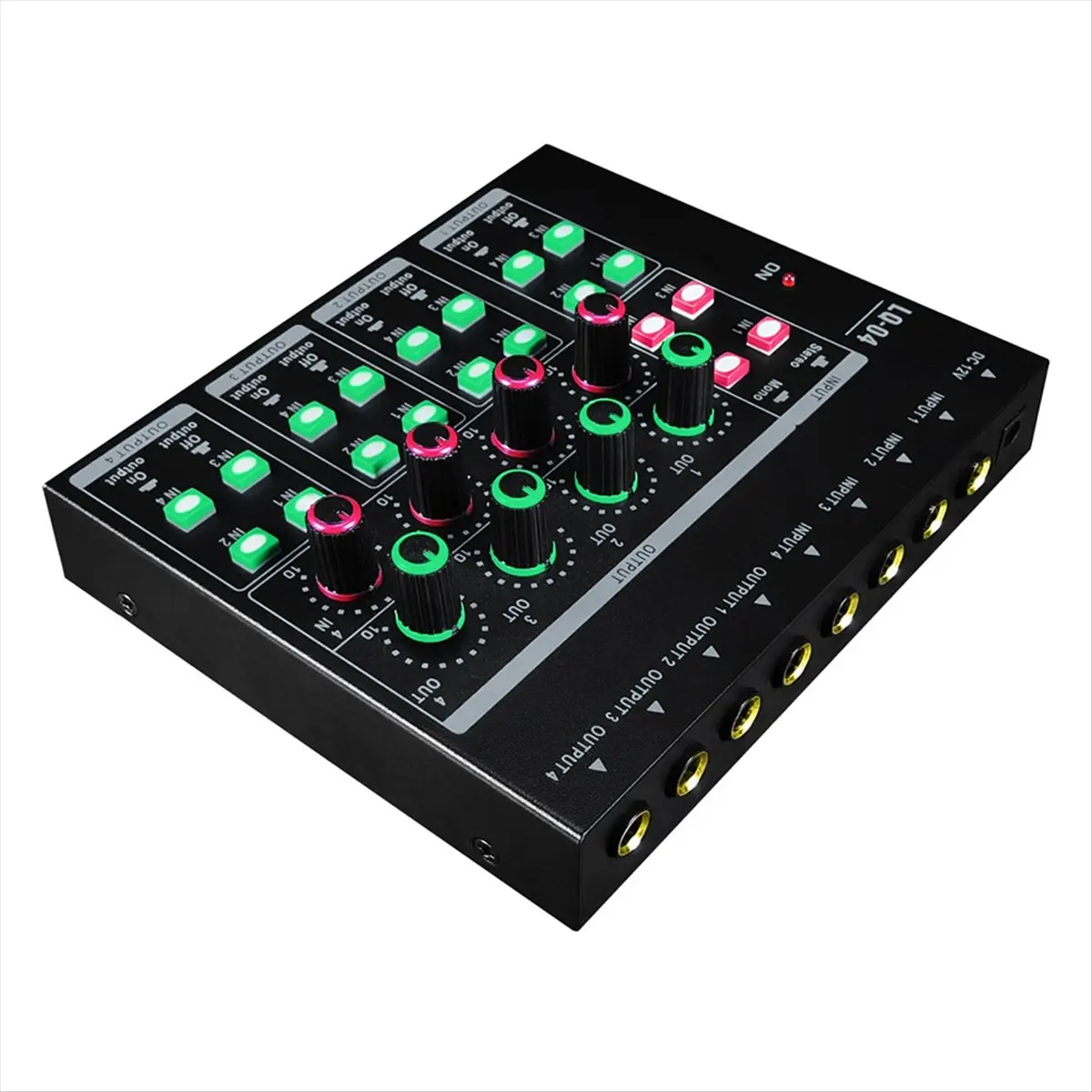 (A26M) 4-Channel Mixer 4-Channel Headphone Amplifier Sound Card Mixer Recording Interface for PC Mini Audio Mixer US Plug