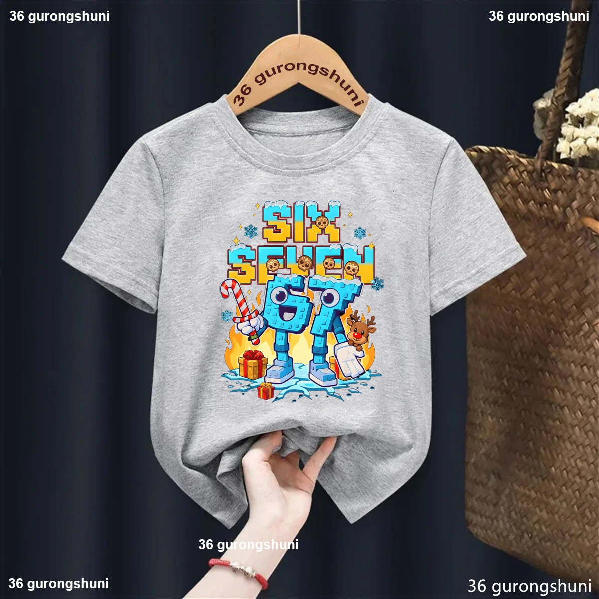 

Tops Italian Brainrot 67 Meme T-Shirt Girls/Boys Building Block Ice Cream Reindeer Christmas Gift T-Shirt Kawaii Kids Clothes