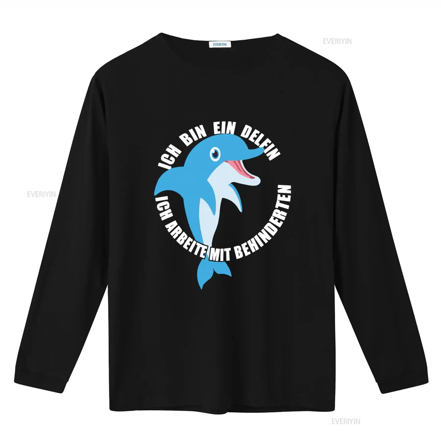 Funny Dolphin T Shirt I Am a Working with Disabled Humorous Design for Bundeswehr Fans vintage Washed Stretched Versatile