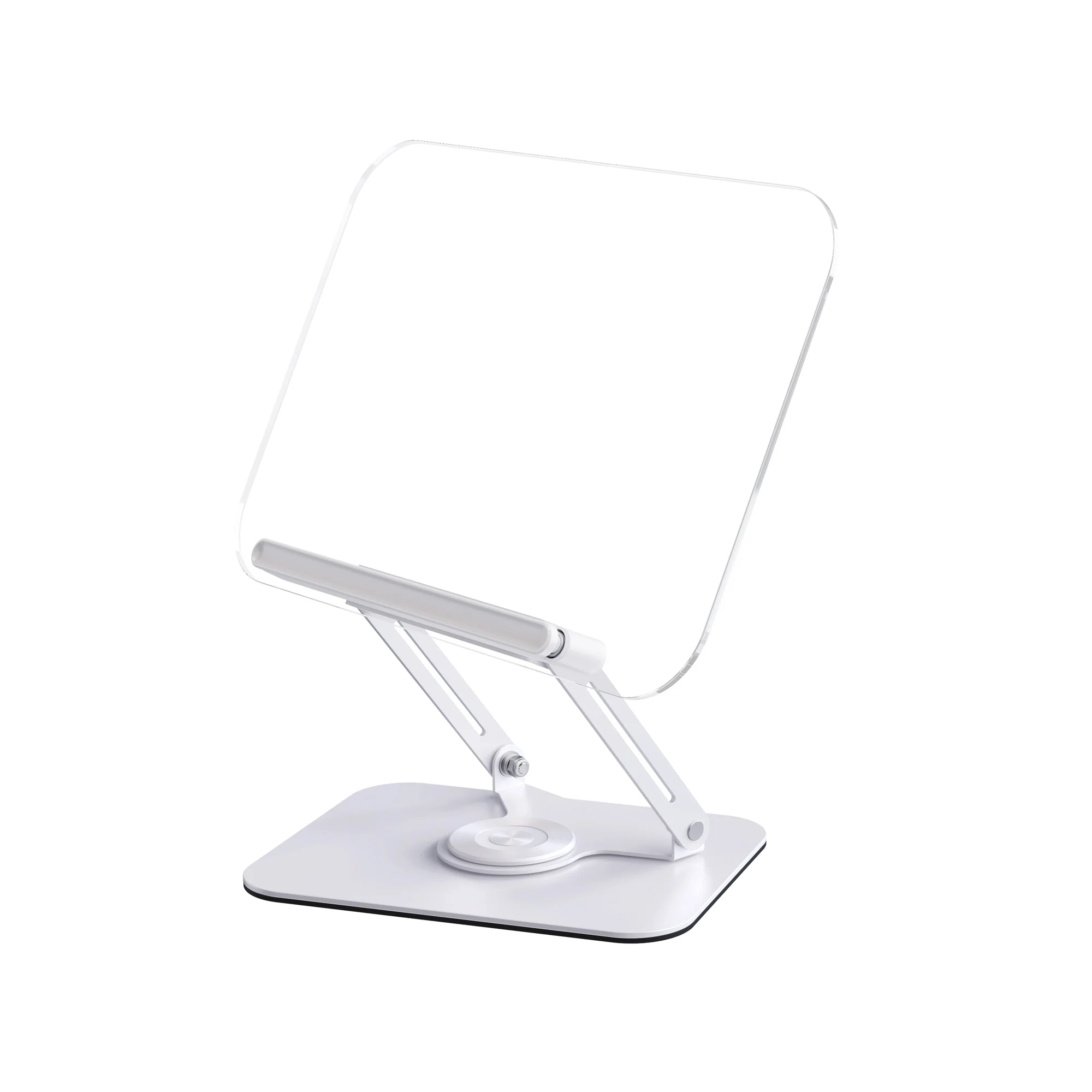 R22 Acrylic Book Page Holder With Hidden Clip Carton Steel Base Rotatable Height Adjustable Reading Book Stand