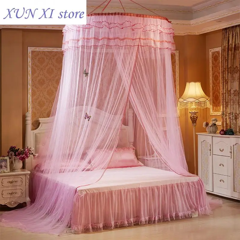 

New Wedding Dome Hanging Mosquito Net High Density Lace Princess Bed Queen Canopy Mosquito Net Bedroom Palace Floor Mosquito Net