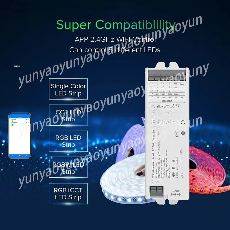 2.4GHz WiFi Five in One Home Lighting Controller WB5 Intelligent Voice Control Smartphone Operated