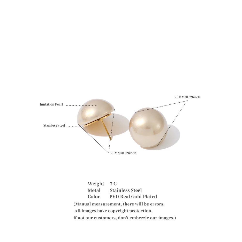 Yhpup 20*20mm Hochwertige Imitationsperlen Große Runde Ohrstecker für Frauen Eleganter Chic Attraktiver Schmuck Verhindern Allergien Geschenk – Detail 6