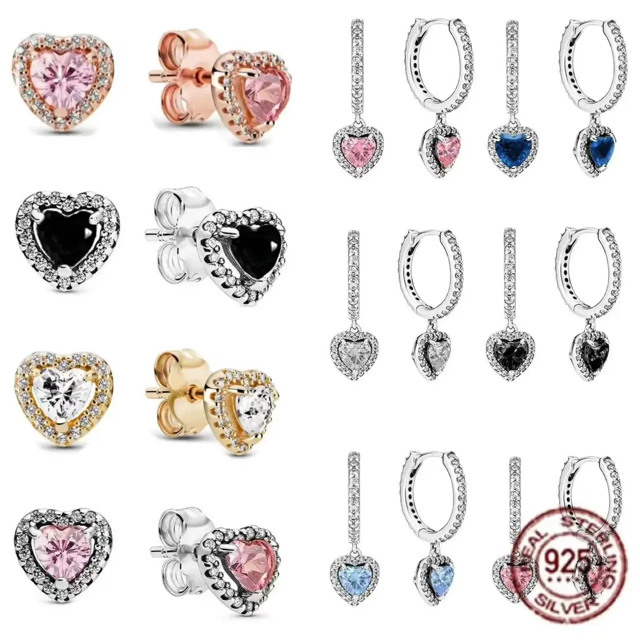 

Popular New Heart-shaped Series 925 Sterling Silver Fine Shining Heart Earrings - Luxury Charm DIY Jewelry Piece