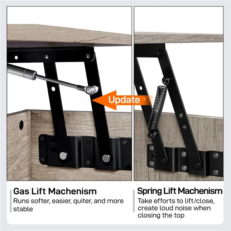 Design Lift Top Coffee Table with Hidden Storage Compartments, Rustic Gray tea table  coffee table living room tables