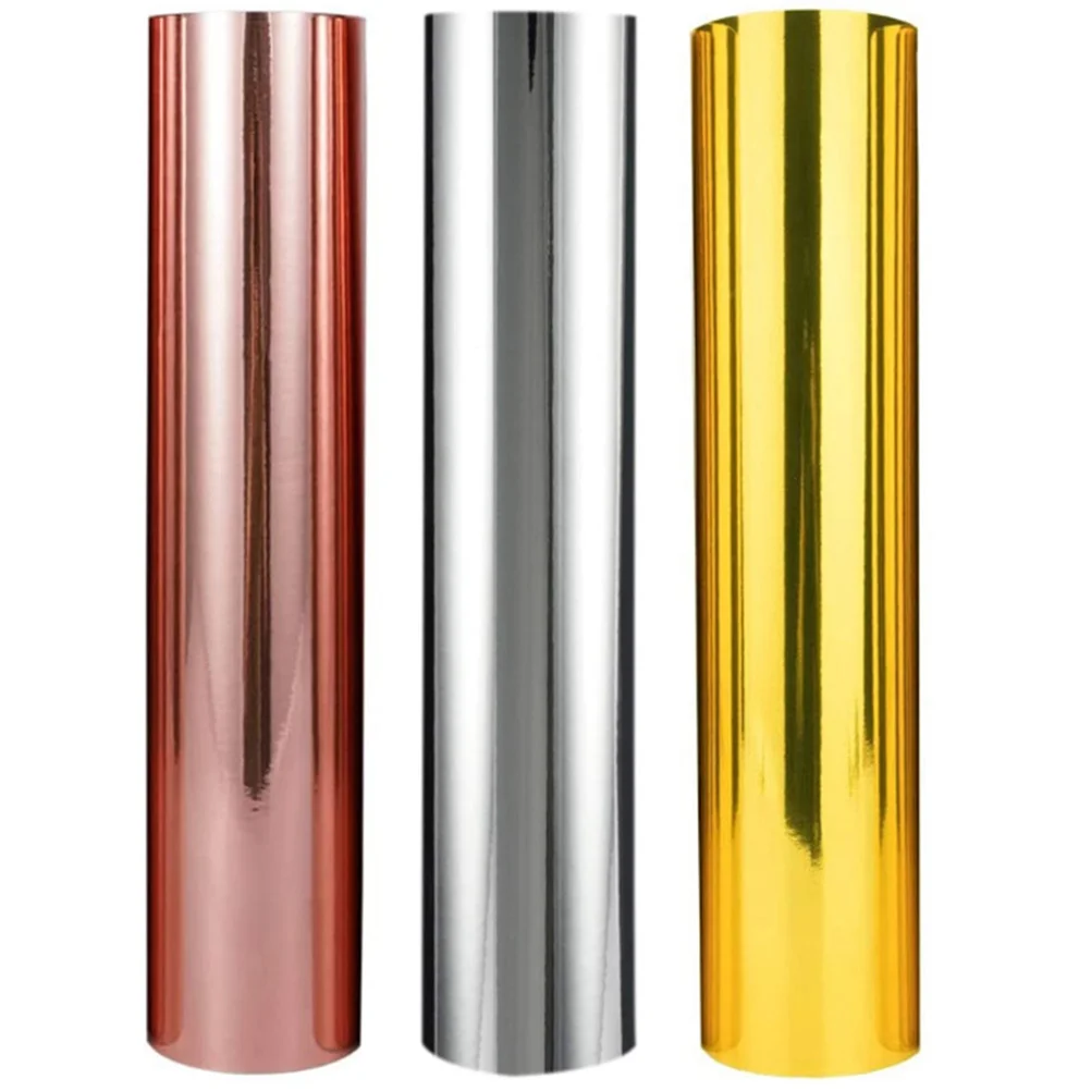 

3 Rolls Metal Self-adhesive Vinyl Film Gold Silver Rose Gold 30cmx25cm Permanent Transfer Paper Sticker Glass PVC Crafts Storage