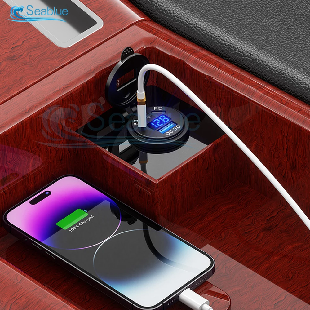 DC 12V~24V Car Charger 1 USB Port Conversion 3USB Interface Dual 45W PD TypeC & 18W QC 3.0 Fast Charging Charge Protection