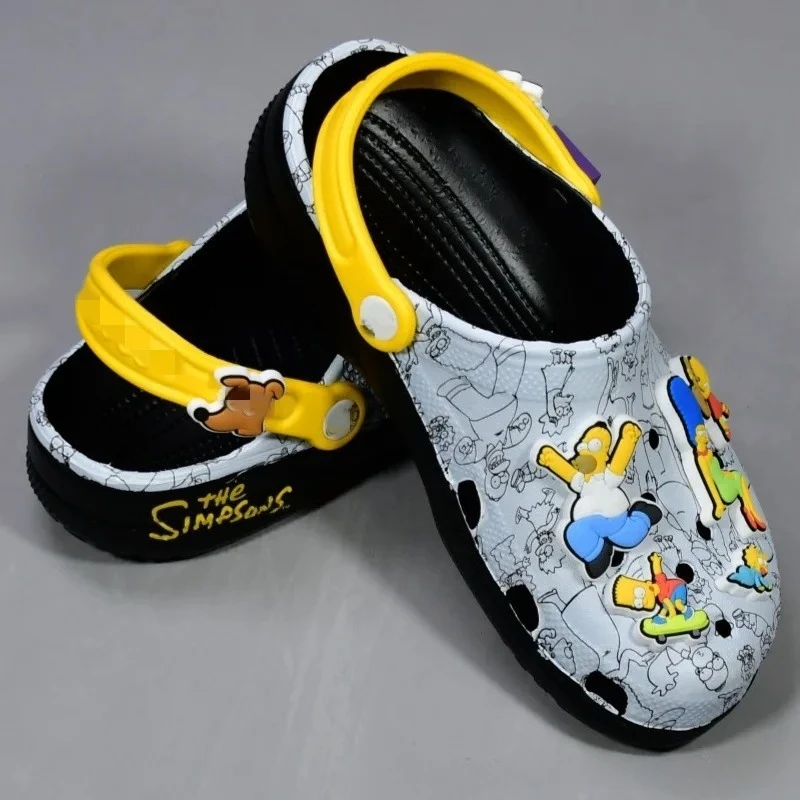 Cartoon anime The Simpsons sandals cute summer EVA clogs lazy closed-toe slip-on ankle-wrap slippers casual beach non-slip shoes view 4