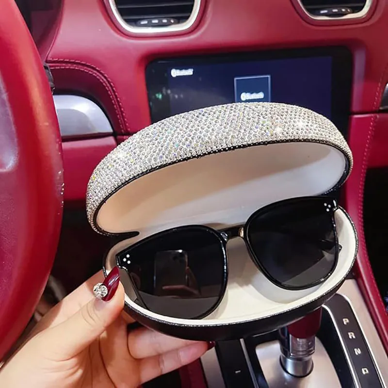 

Luxury Rhinestone Sunglasses Case Portable Car Glasses Storage Box Case Sparkling Women Myopia Eyeglass Box Glasses Accessories